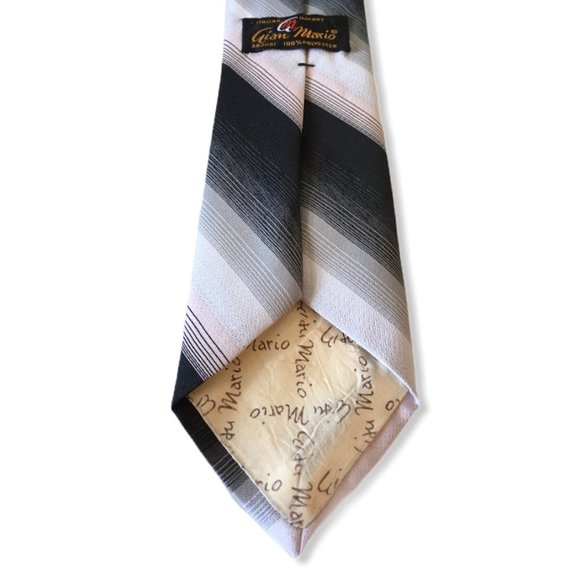 Gian Mario Men's Neck tie 100% polyester gray whit - Picture 3 of 4